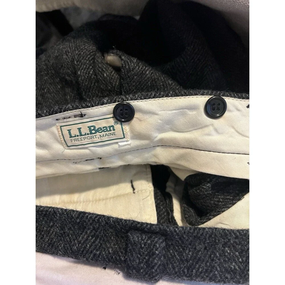 Vtg LL Bean Freeport Maine Thick Heavy Men Wool Pants Hunting Tweed Plaid 34x28